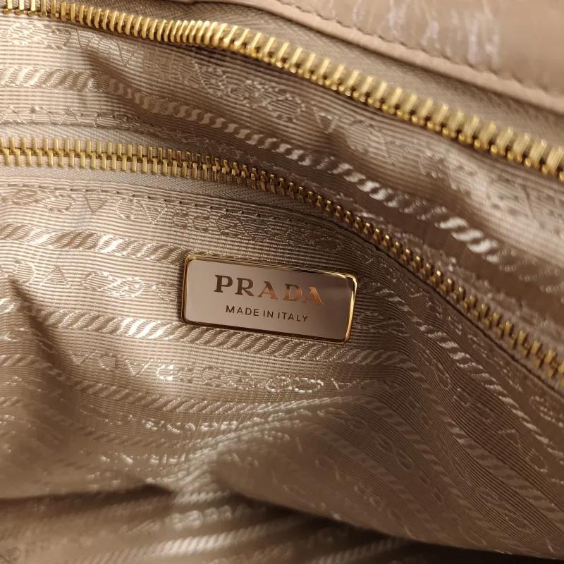 PRADA Shoulder Bag Bonnie Soft Lux Taupe Waxed Leather 42 × 12 × 30 cm — detail view 5 of 13