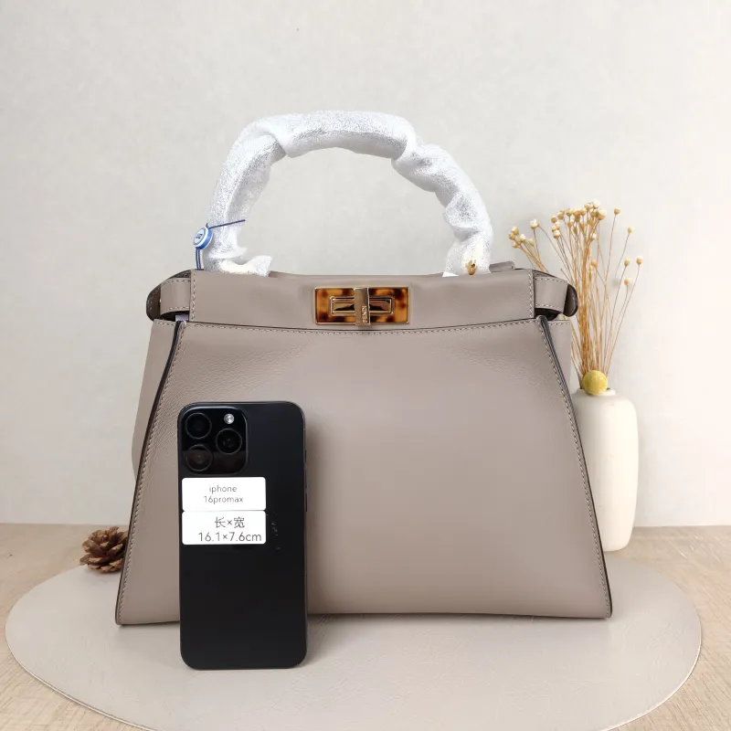 FENDI Top Handle Bag Peekaboo IS ee U Grey Calfskin Medium 33.5 × 13 × 25.5 cm — cover view 5 of 5