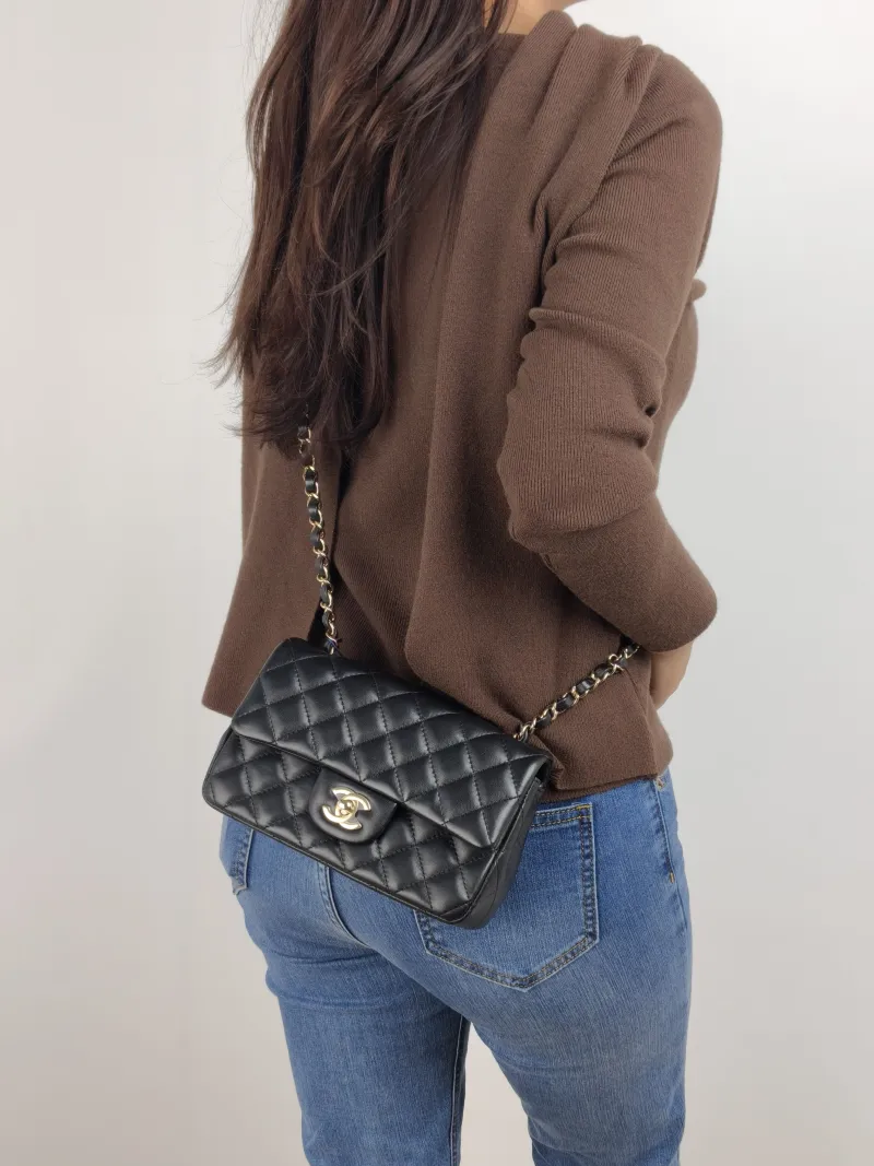 Chanel Crossbody Bag Classic Flap Large Mini CF Mini Black SL ambskin mini 20 × 6 × 12 cm — on-model view 2 of 2
