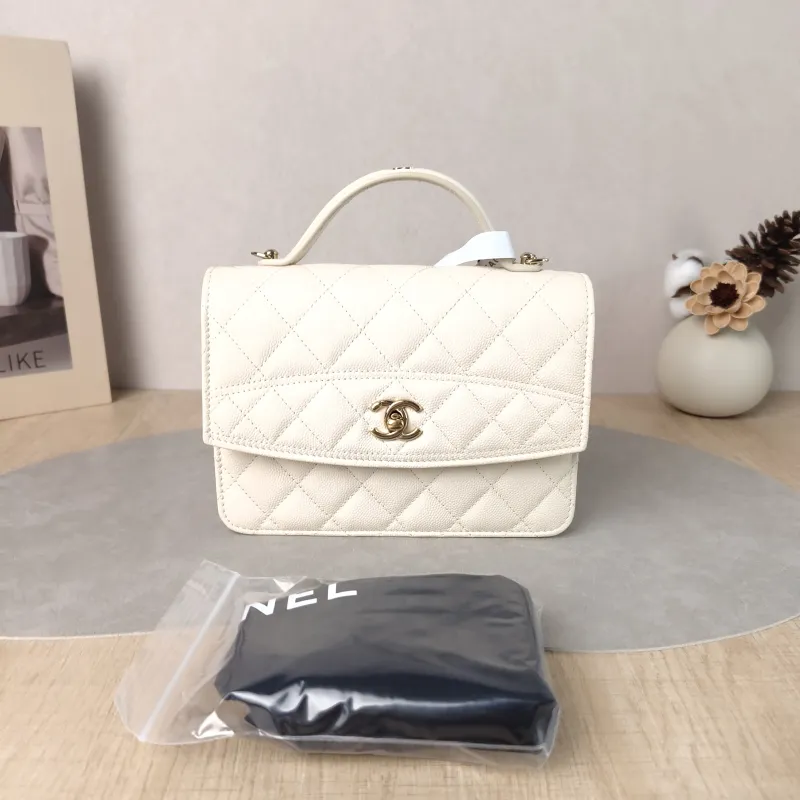 Chanel Backpack Backpack White Grained Calfskin One Size 18.2 × 5 × 14 cm — cover view 5 of 6