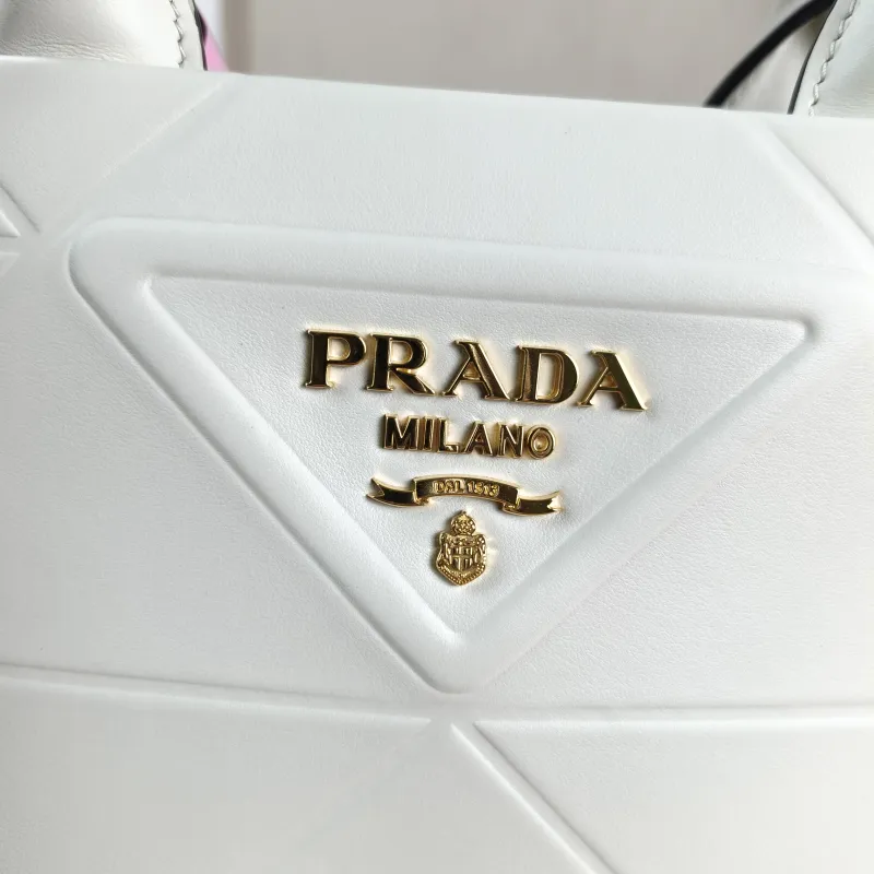 PRADA Top Handle Bag Tote Bag White Calfskin Small 24 × 10 × 18.5 cm — detail view 1 of 13
