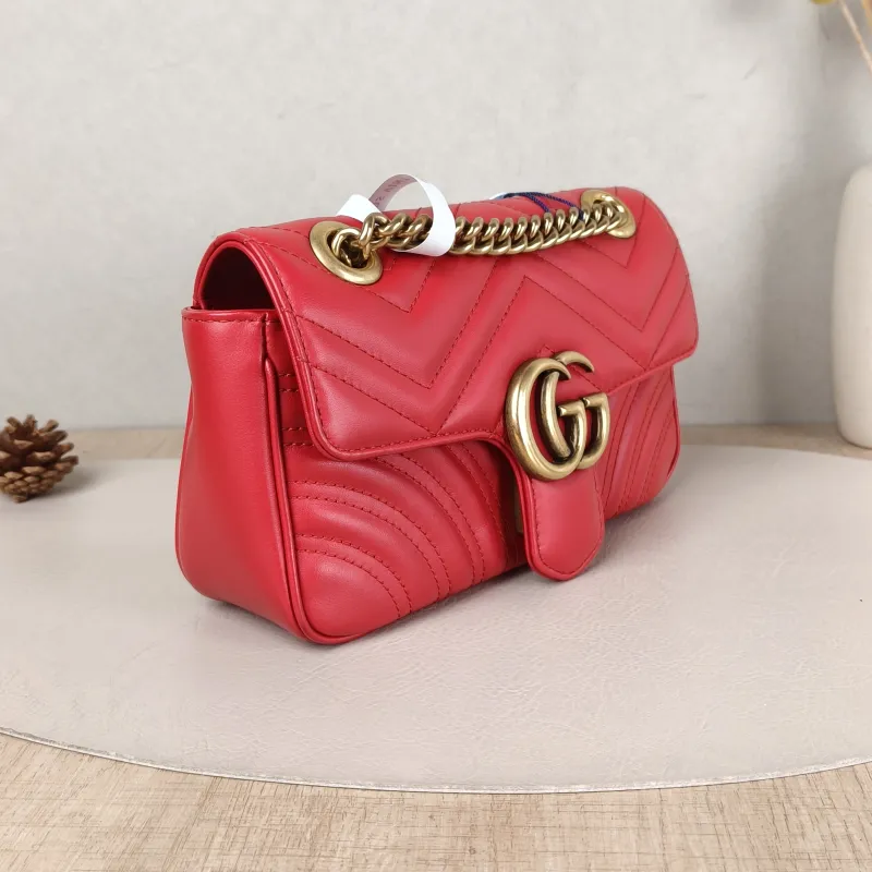 GUCCI Crossbody Bag GG Marmont Small Marmont 22 Red Calfskin Small 22 × 6 × 13 cm — cover view 5 of 5
