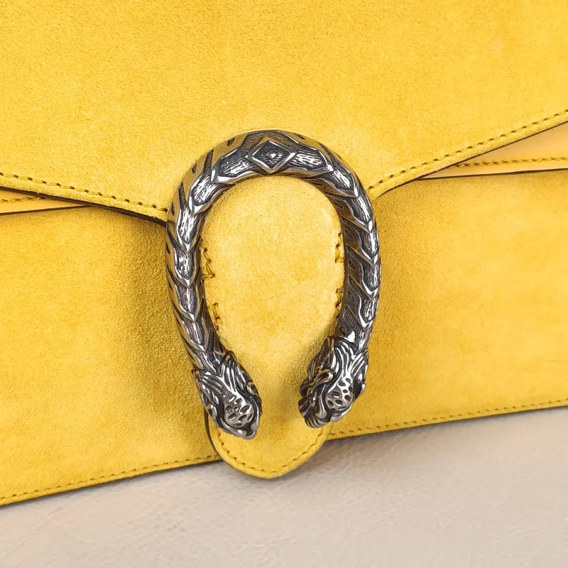 GUCCI Crossbody Bag Dionysus Yellow Suede Medium 28 × 9 × 17 cm — detail view 8 of 13