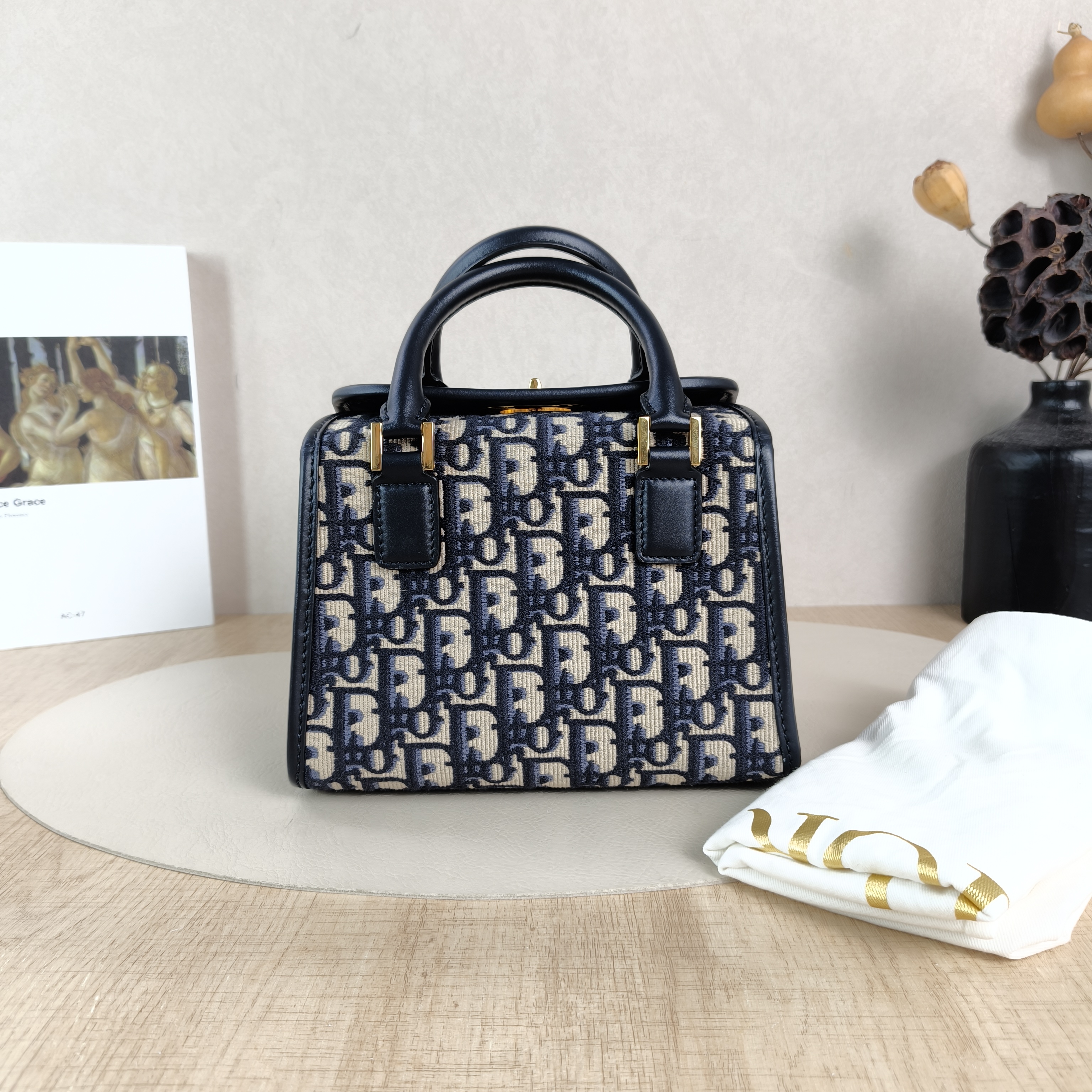 DIOR Crossbody Bag Boston Blue Canvas Small20 × 12.5 × 16 cm — cover view 4 of 6