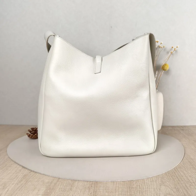 SAINT LAURENT Shoulder Bag LE 5 À 7 Hobo White Calfskin Large 30 × 13 × 31 cm — cover view 3 of 5