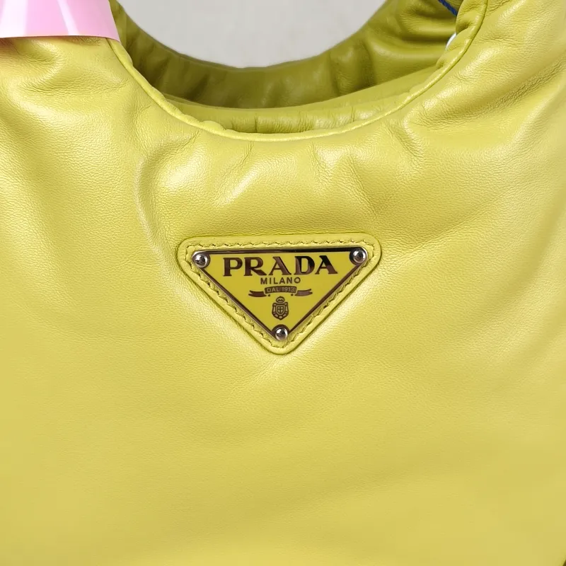 PRADA Top Handle Bag Soft Yellow Lambskin Small 18 × 10 × 15.5 cm — detail view 7 of 12