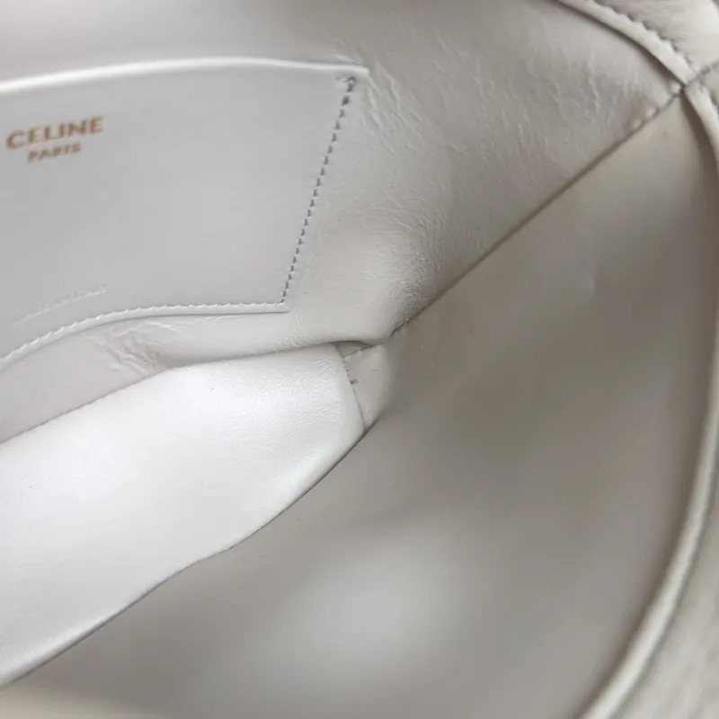 CELINE Crossbody Bag Louise Bucket Bag White Calfskin Mini 13.5 × 10 × 16 cm — detail view 6 of 11