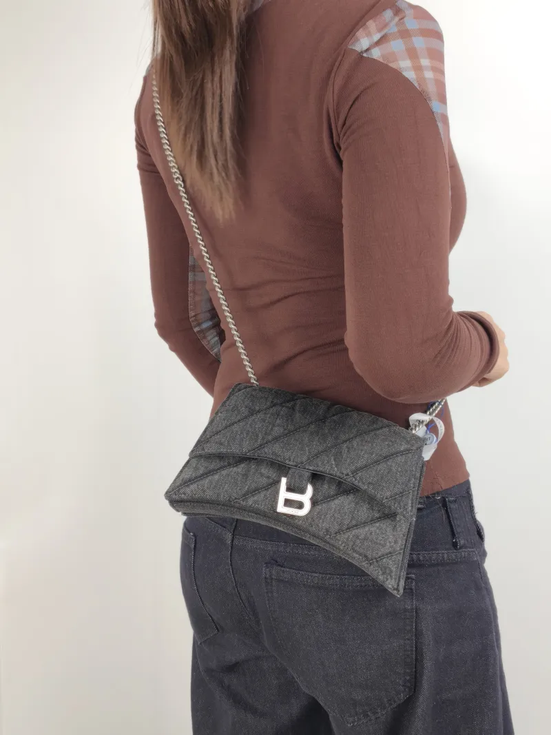 BALENCIAGA Crossbody Bag CRUSH Chain Bag Grey xs Small 22 × 5 × 10 cm — on-model view 2 of 2