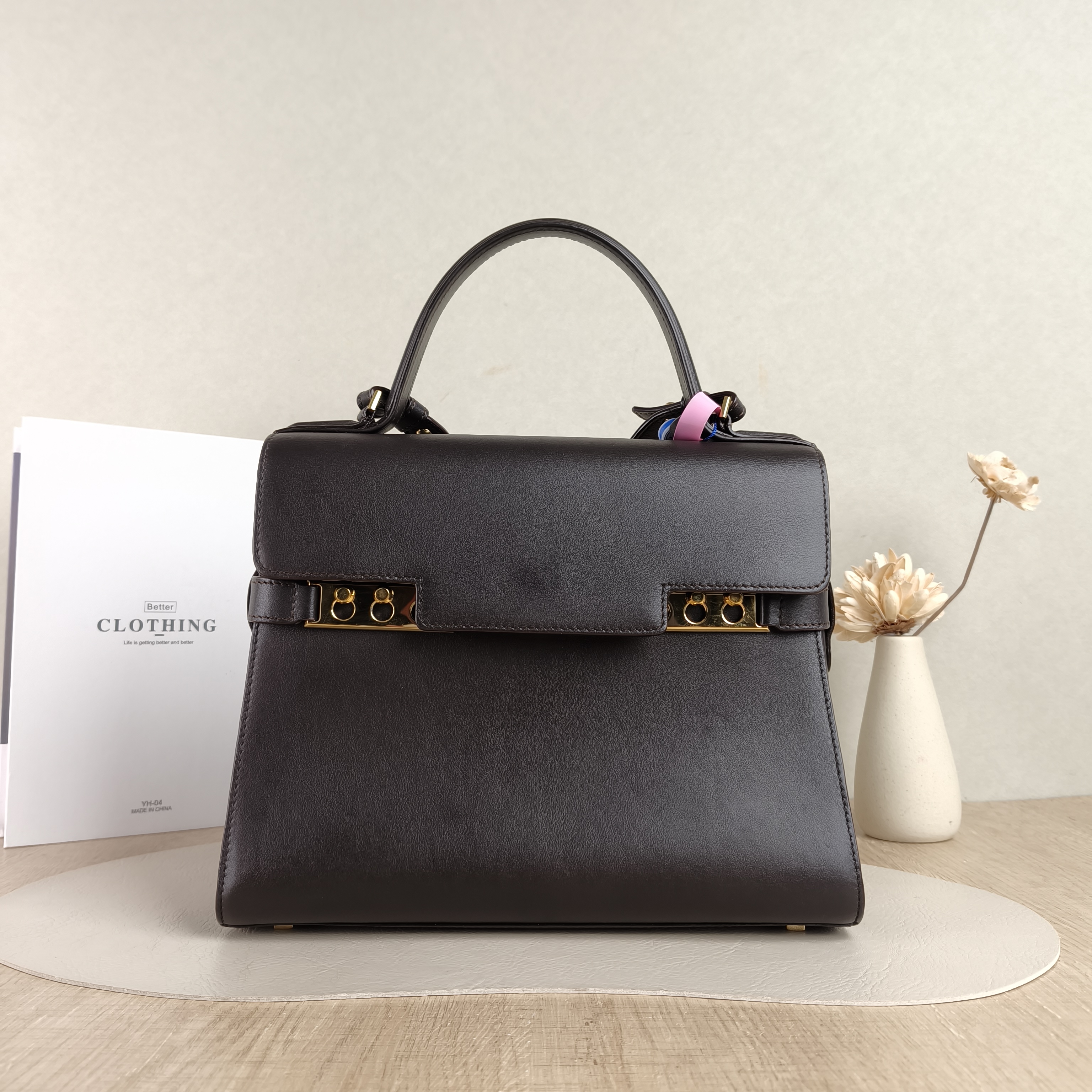 DELVAUX Crossbody Bag Tempete Top Handle Bag Calfskin Medium27.5 × 9 × 23 cm