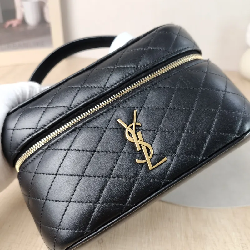 SAINT LAURENT Shoulder Bag Gaby Cosmetic Bag Black Calfskin Medium 18 × 6.5 × 11 cm — detail view 3 of 11