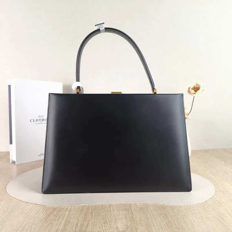 CELINE Top Handle Bag CLASP Top Handle Bag Black Calfskin Medium 33 × 9 × 22 cm — cover view 3 of 4