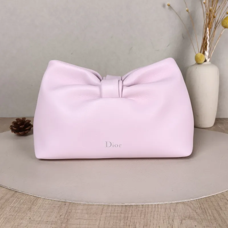 DIOR Shoulder Bag Bow Shoulder Bag Pink Lambskin Small26 × 10 × 16 cm