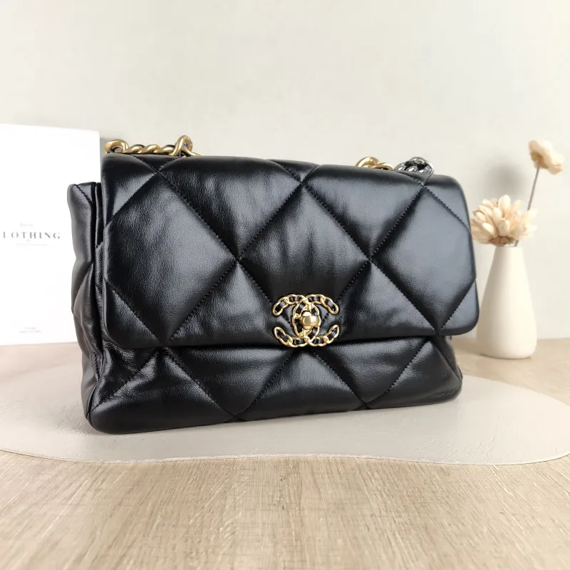 Chanel Crossbody Bag 19Bag Black SL ambskin Medium 30 × 10 × 20 cm — cover view 5 of 6