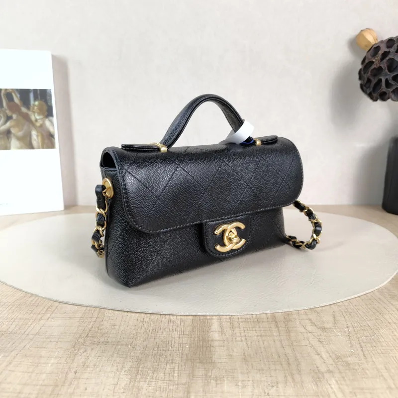 Chanel Crossbody Bag cf Collection Top Handle Bag Black Grained Calfskin One Size 20 × 5 × 13 cm — cover view 2 of 6