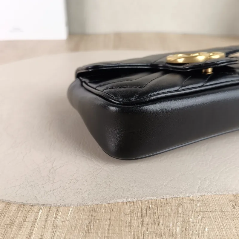 GUCCI Crossbody Bag GG Marmont Mini Marmont Mini Black Calfskin Mini 16.5 × 4.5 × 9.5 cm — detail view 6 of 12
