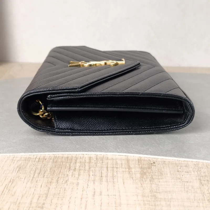SAINT LAURENT Crossbody Bag CASSANDRE ENVELOPE Black Calfskin One Size 22.5 × 4 × 14 cm — detail view 5 of 13