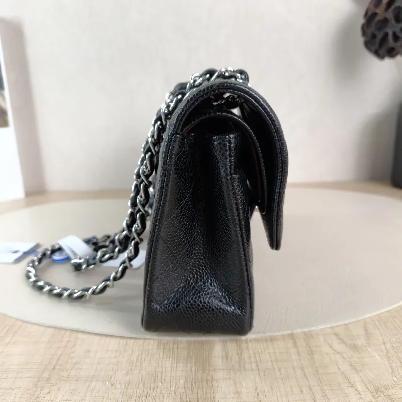 Chanel Crossbody Bag Classic Flap CF Black Grained Calfskin Small 23 × 6 × 14.5 cm Conditioned — detail view 9 of 13