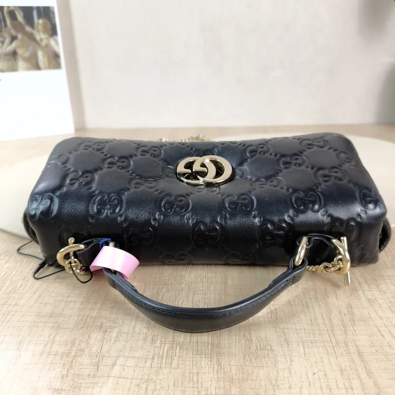 GUCCI Crossbody Bag GG Milano Collection Shoulder Bag Black Monogram SL ambskin 21.5 × 5 × 12.5 cm — detail view 5 of 12