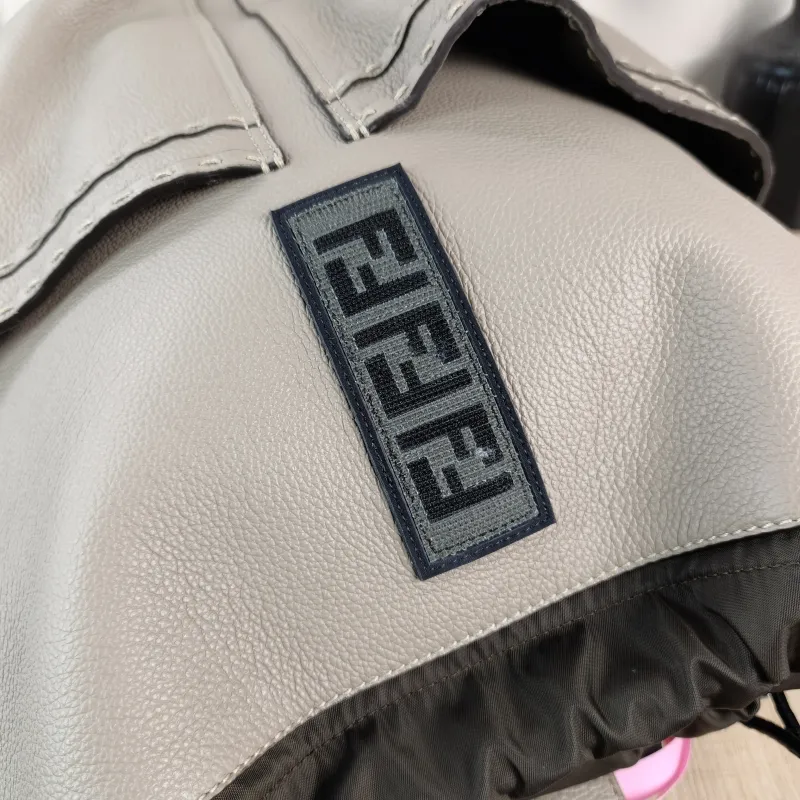 FENDI Backpack Backpack Grey Calfskin One Size 30 × 16 × 40 cm — detail view 1 of 12