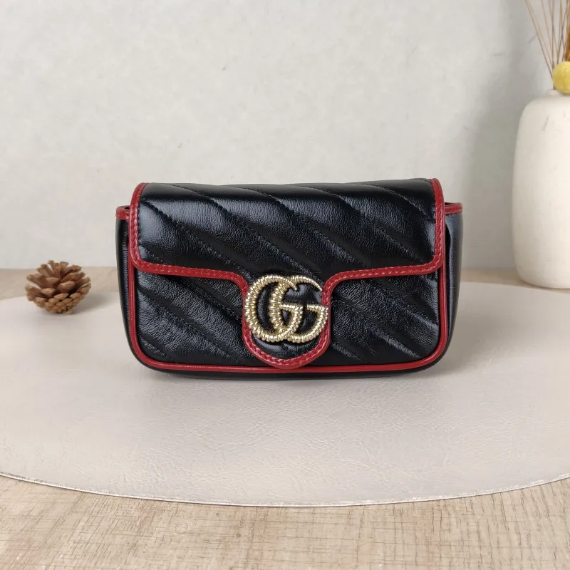 GUCCI Crossbody Bag GG Marmont Mini Marmont Mini Black · Red Calfskinmini16.5 × 4.5 × 9.5 cm
