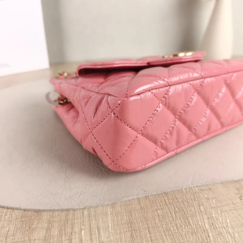 Chanel Crossbody Bag HOBO Pink Waxed Leather Small 19 × 6 × 17 cm — detail view 13 of 13