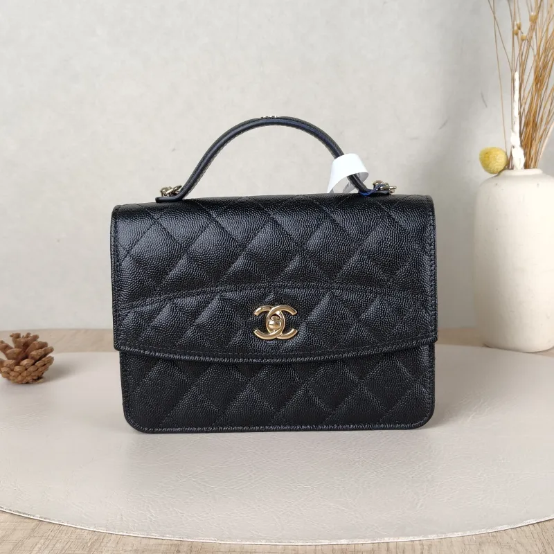 Chanel Backpack Backpack Black Grained Calfskin One Size18.2 × 5 × 14 cm