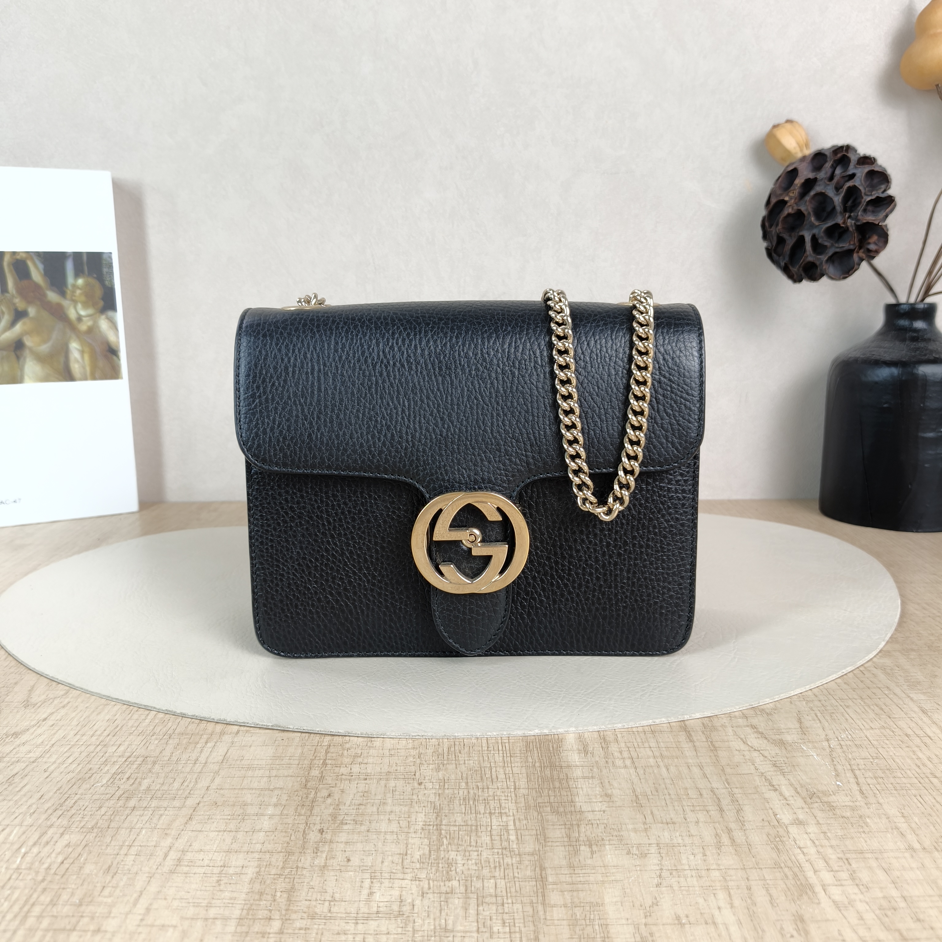 GUCCI Crossbody Bag g Collection Black Calfskin Small20 × 9 × 16 cm