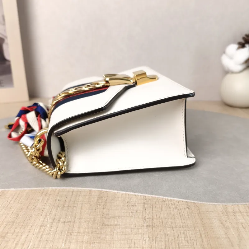 GUCCI Shoulder Bag Sylvie Shoulder Strap Edition White CC alfskin Mini 19 × 8 × 14 cm — detail view 7 of 12