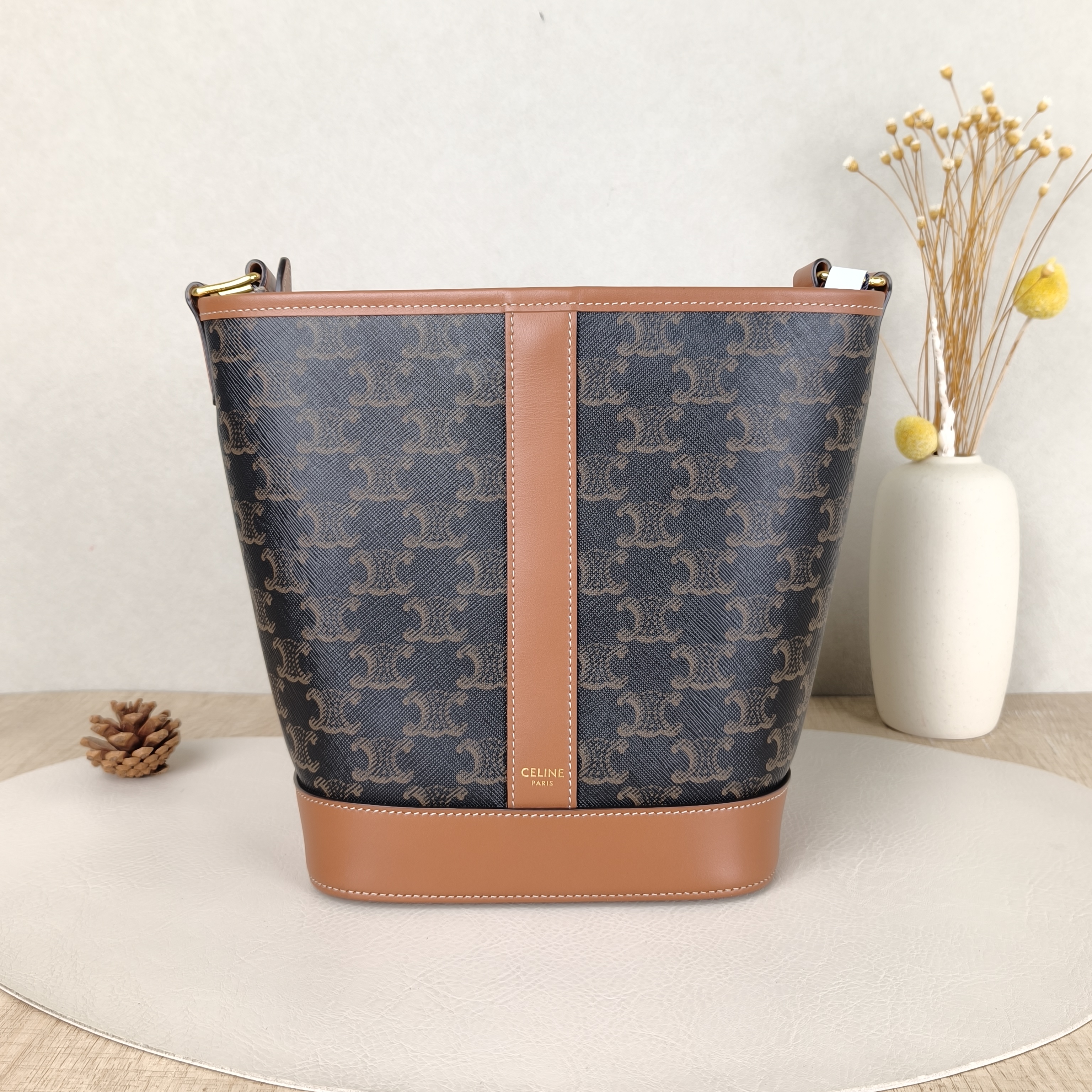 CELINE Crossbody Bag Triomphe Bucket Bag Monogram PVC Small18 × 13 × 22 cm