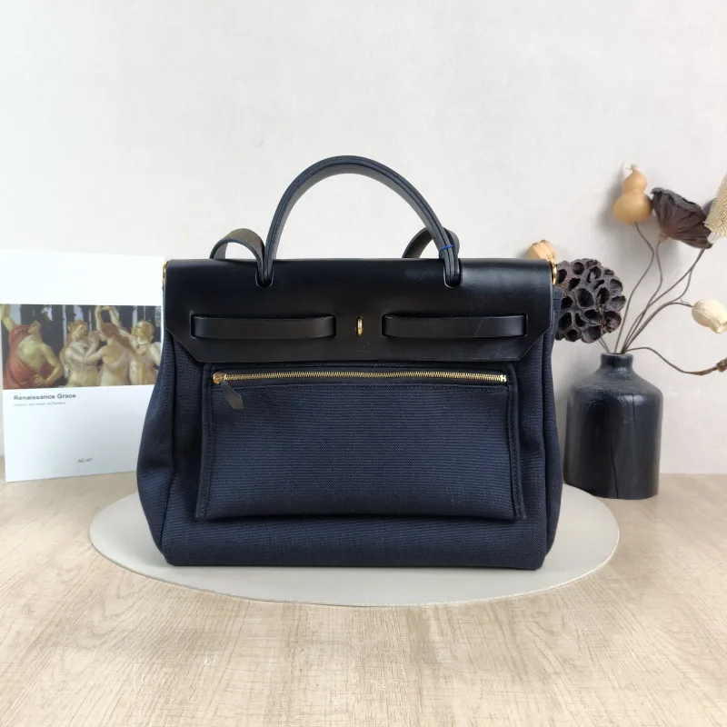 Hermès Crossbody Bag Herbag 31 Black Canvas Medium 30.5 × 11 × 25.5 cm Y — cover view 3 of 6