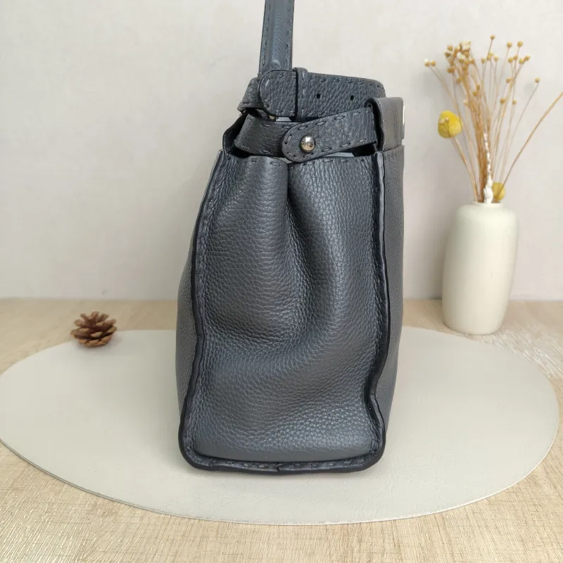 FENDI peekaboo Shoulder Bag Grey Calfskin · Shoulder Strap · 34 × 13 × 26 cm — cover view 7 of 8