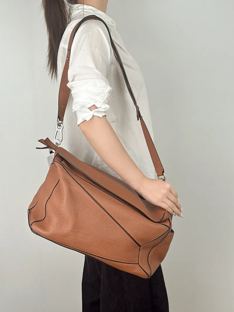 LOEWE Crossbody Bag Puzzle Brown Calfskin Large36 × 20 × 22 cm — on-model view 2 of 2