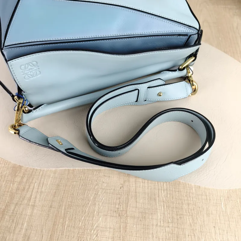 LOEWE Crossbody Bag Puzzle Blue CC alfskin Small 24 × 10.5 × 16.5 cm — detail view 8 of 11