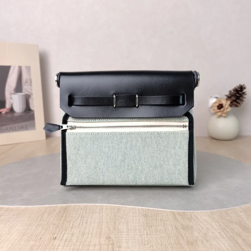 Hermès Crossbody Bag Herbag Zip 20 Beige · Green · Black Calfskin,Canvas Mini 20.5 × 7 × 16.5 cm G — cover view 3 of 6