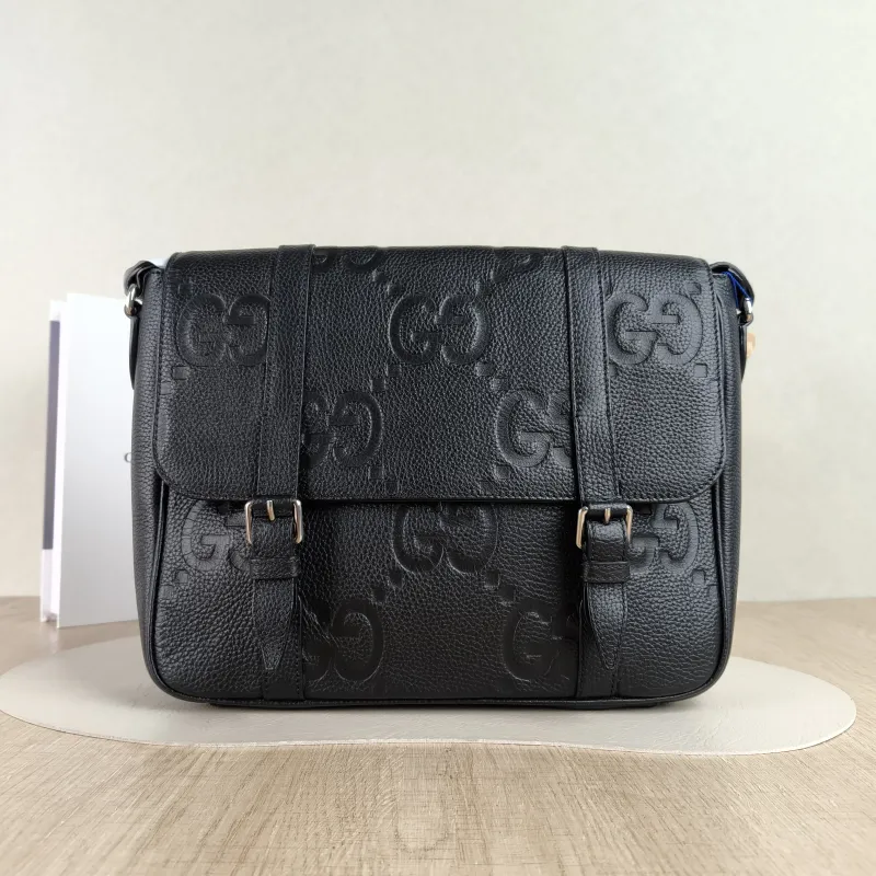 GUCCI Crossbody Bag Messenger Bag Crossbody Bag Black Calfskin One Size30 × 6 × 25.5 cm