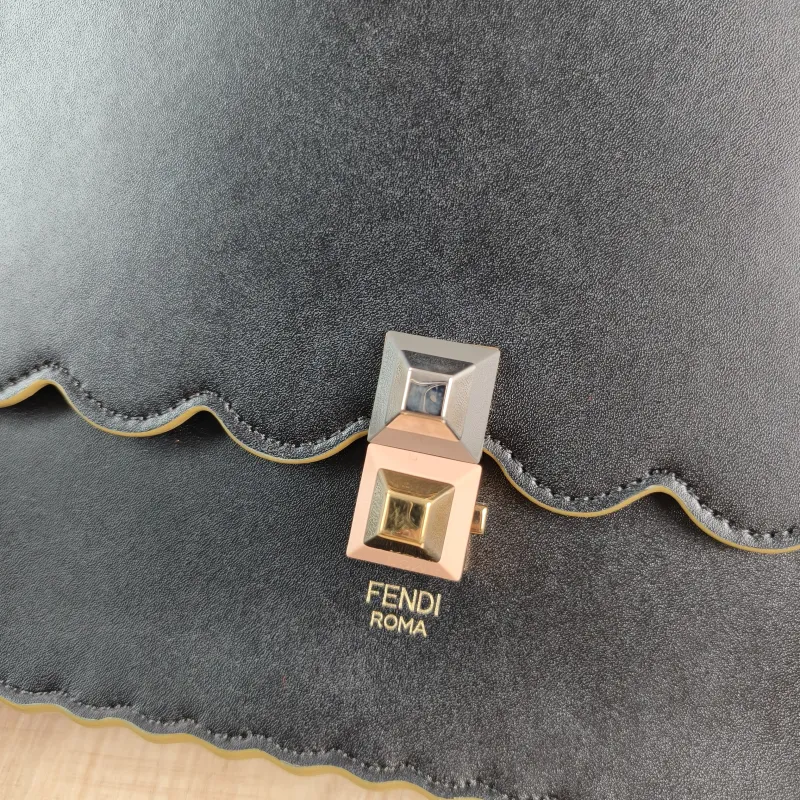 FENDI Crossbody Bag Kan I Crossbody Bag Black Calfskin Medium25 × 11 × 19 cm — detail view 11 of 12