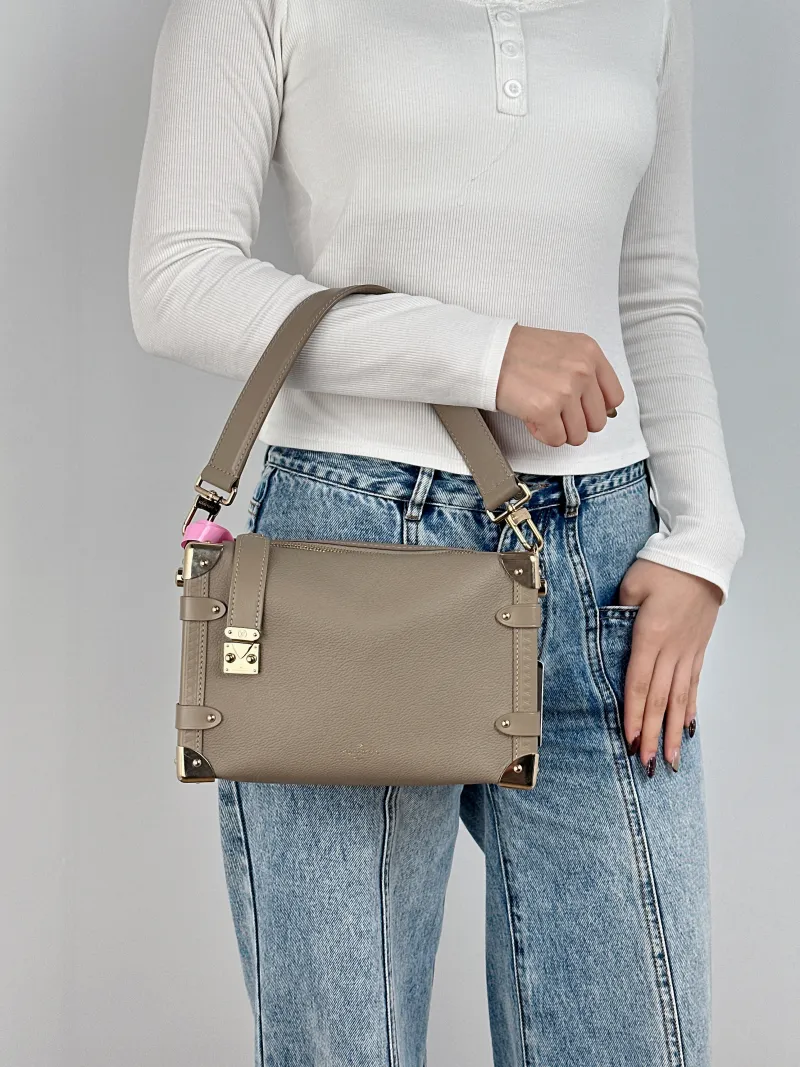 Louis Vuitton Crossbody Bag Side Trunk Box Calfskin Medium 23.5 × 8.5 × 16 cm — on-model view 3 of 3