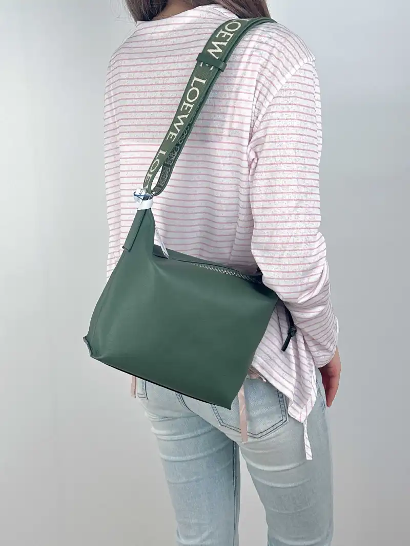 LOEWE Crossbody Bagcubi Crossbody Bag Green Calfskin Small20 × 11 × 15 cm — on-model view 2 of 3