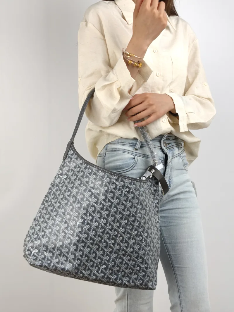 GOYARD Shoulder Bag Boheme Hobo​ Grey ine Canvas Small 43 × 14 × 27 cm — on-model view 2 of 2