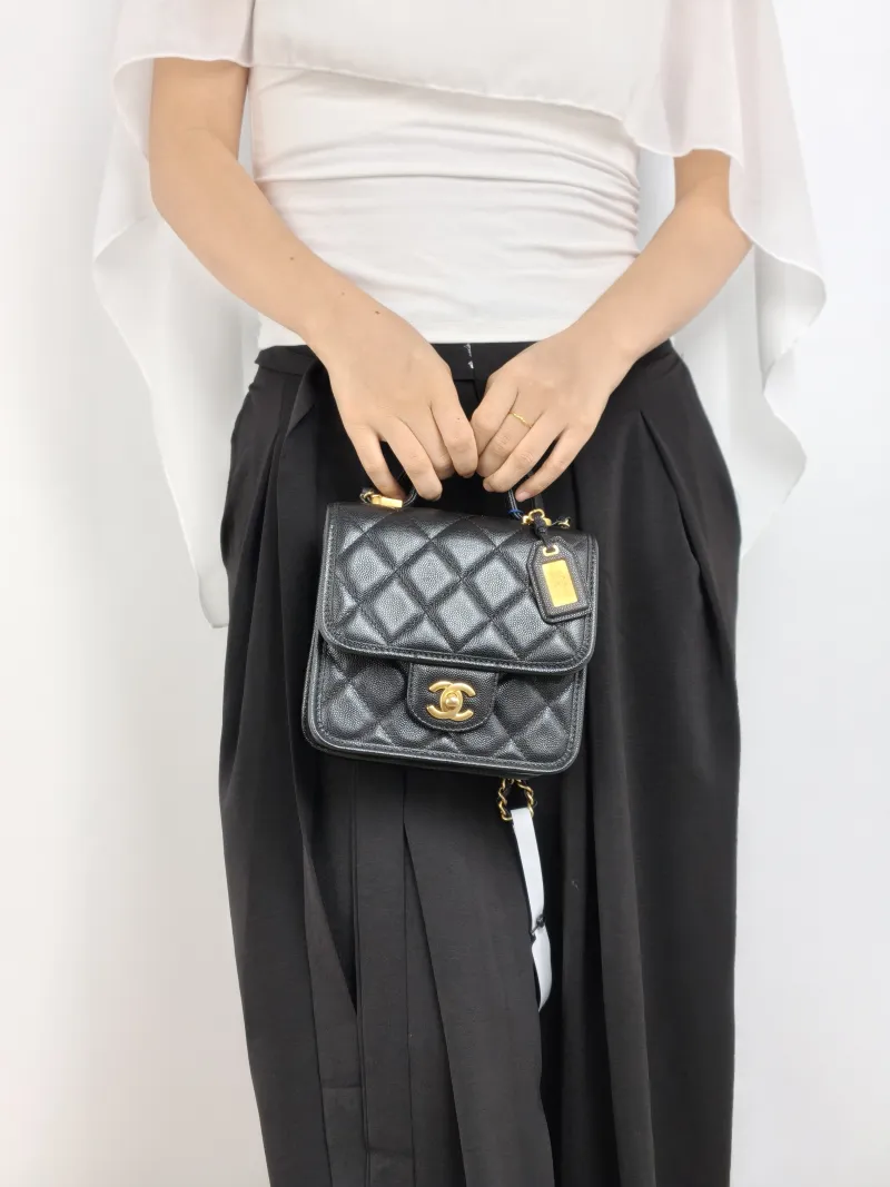 Chanel Crossbody Bag Messenger Bag Black Grained Calfskin 17 × 6 × 16 cm — on-model view 2 of 2