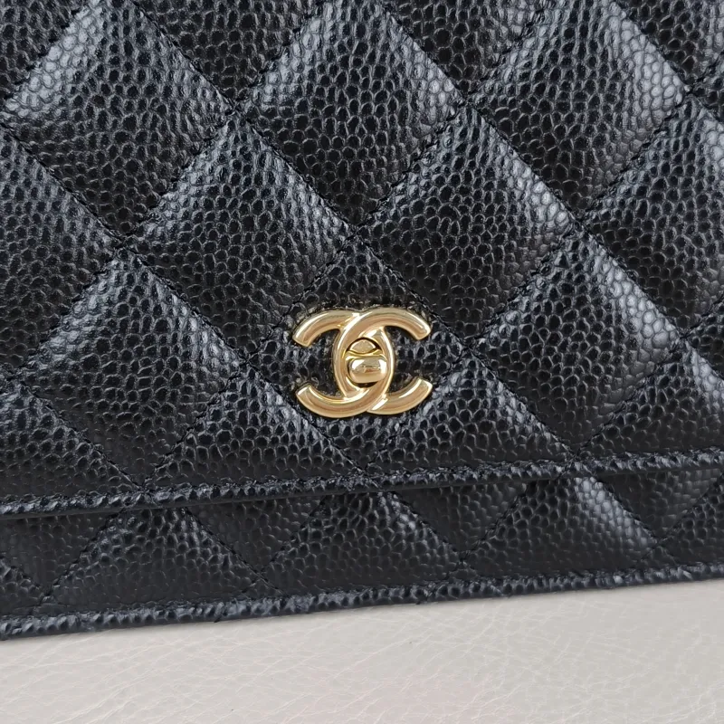 Chanel Crossbody Bag Classic Flap WOC CF WOCWOC Bag Black Grained Calfskin Mini 19.2 × 3.5 × 12.3 cm — detail view 1 of 13