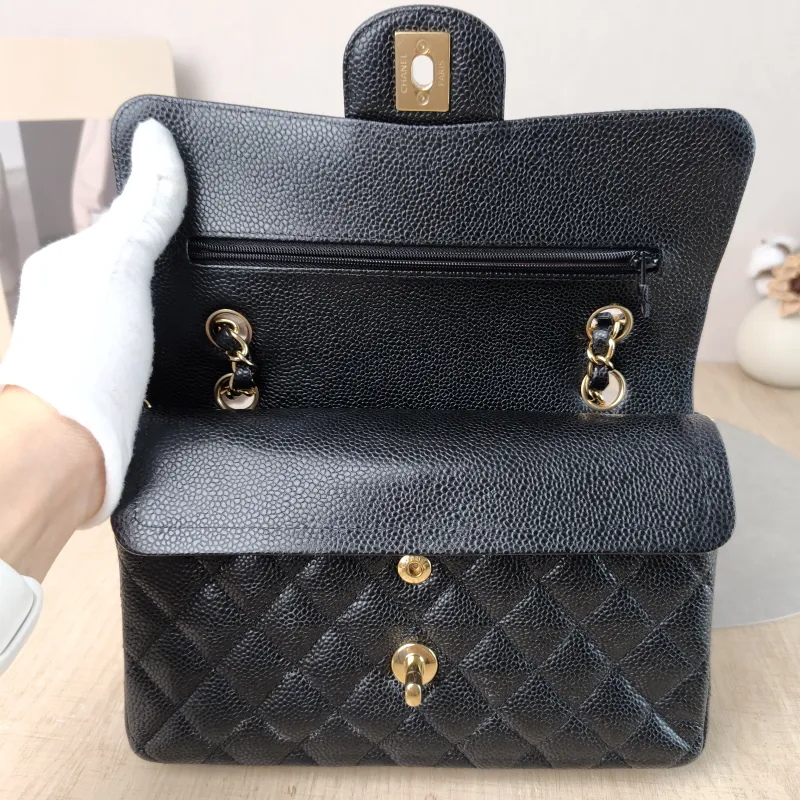 Chanel Crossbody Bag Classic Flap CF Black Grained Calfskin Small 23 × 6 × 14.5 cm — detail view 7 of 13