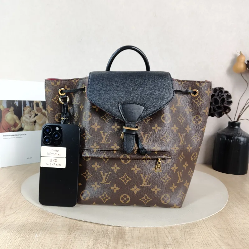 Louis Vuitton Backpack Montsouris Backpack Black PVC · Calfskin Small 27.5 × 14 × 33 cm — cover view 5 of 5