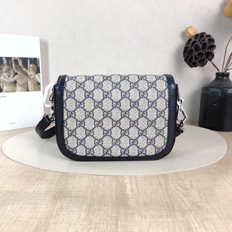 GUCCI Crossbody Bag Horsebit 1955 Horsebit Small Blue Monogram PVC Small 20.5 × 5 × 14.5 cm — cover view 2 of 5