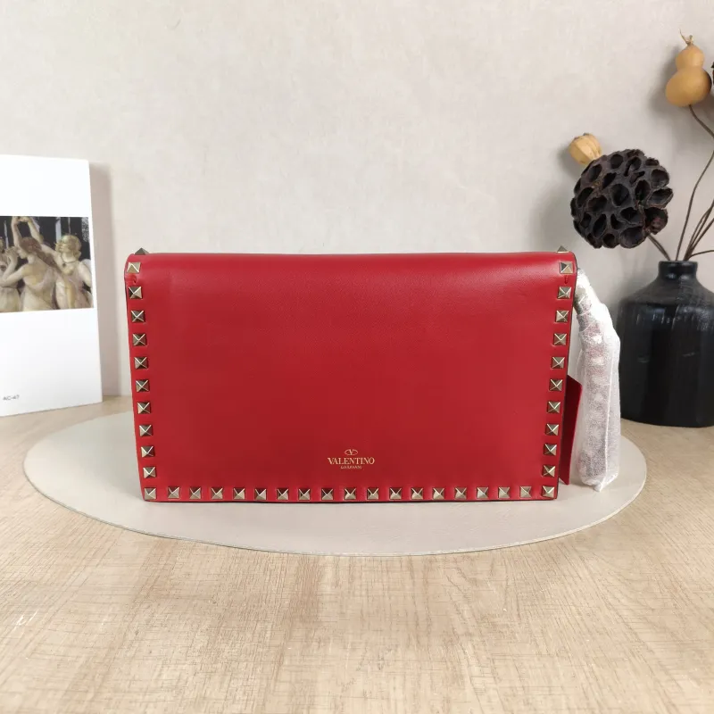 Valentino Clutch Clutch Red Calfskin One Size 28 × 3 × 17 cm — cover view 6 of 6