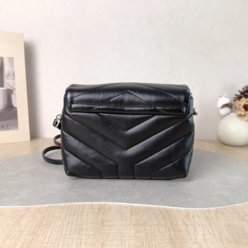 SAINT LAURENT Crossbody Bag LOULOU Black Calfskin Mini 20 × 7.5 × 14 cm — cover view 2 of 6