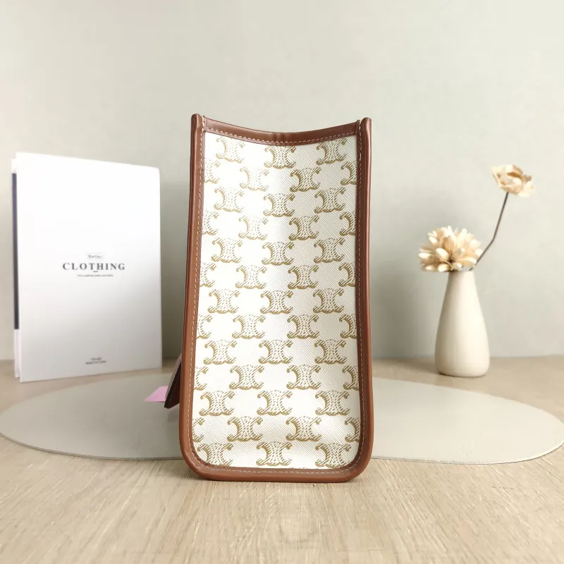 CELINE Top Handle Bag Horizontal Cabas Shopping Tote Beige PVC Mini 34 × 12 × 22.5 cm — detail view 5 of 11