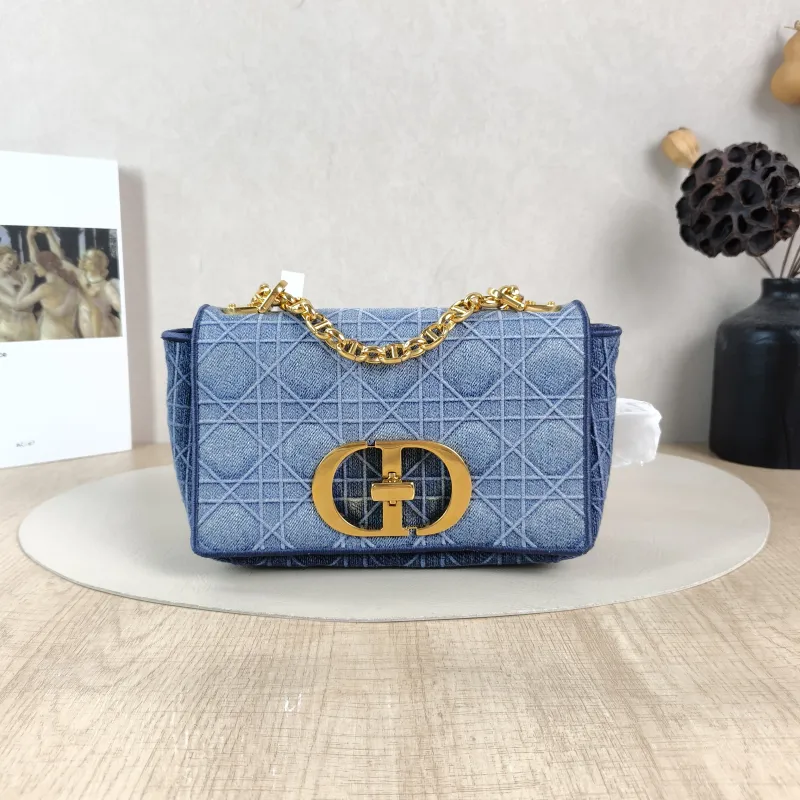 DIOR Crossbody Bag Caro Chain Bag Blue Small 20 × 7 × 13.5 cm