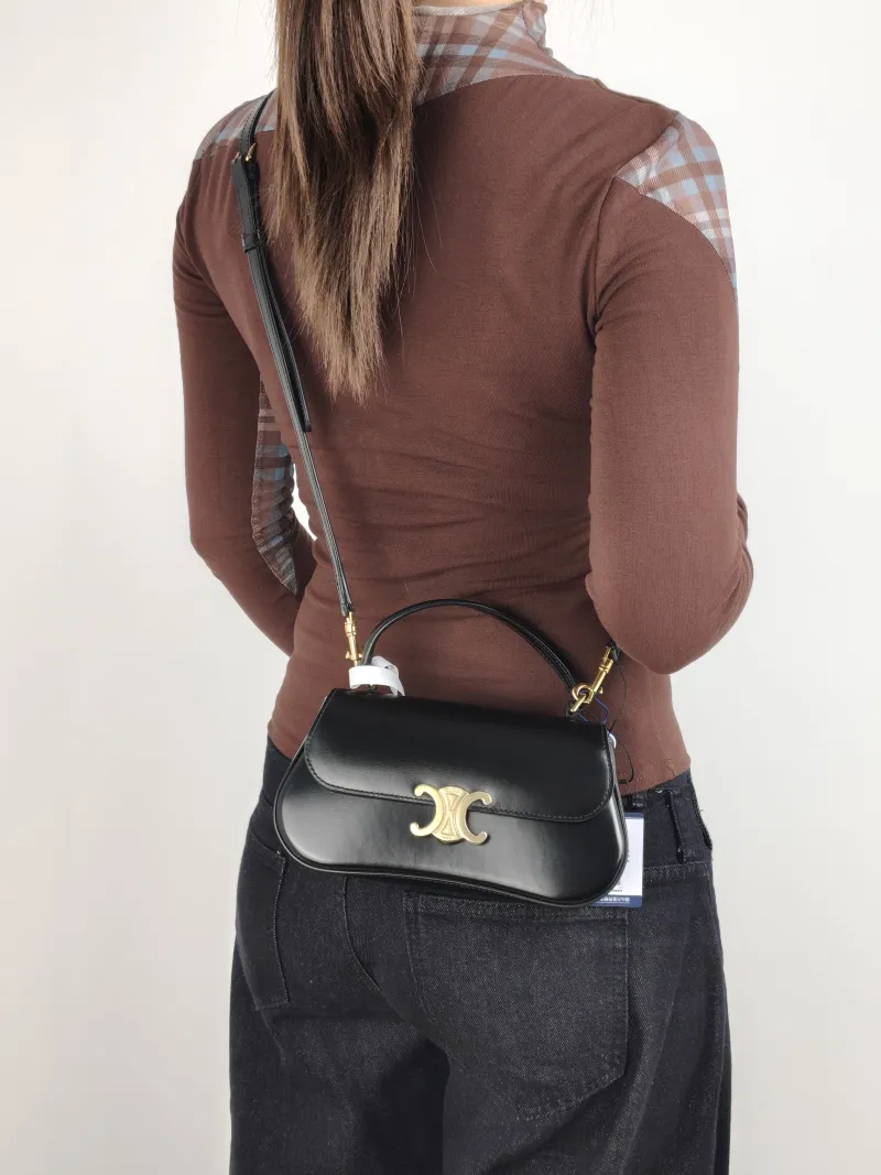CELINE Crossbody Bag teen lola Crossbody Bag Black Calfskin One Size 20 × 5 × 11.5 cm — on-model view 2 of 3