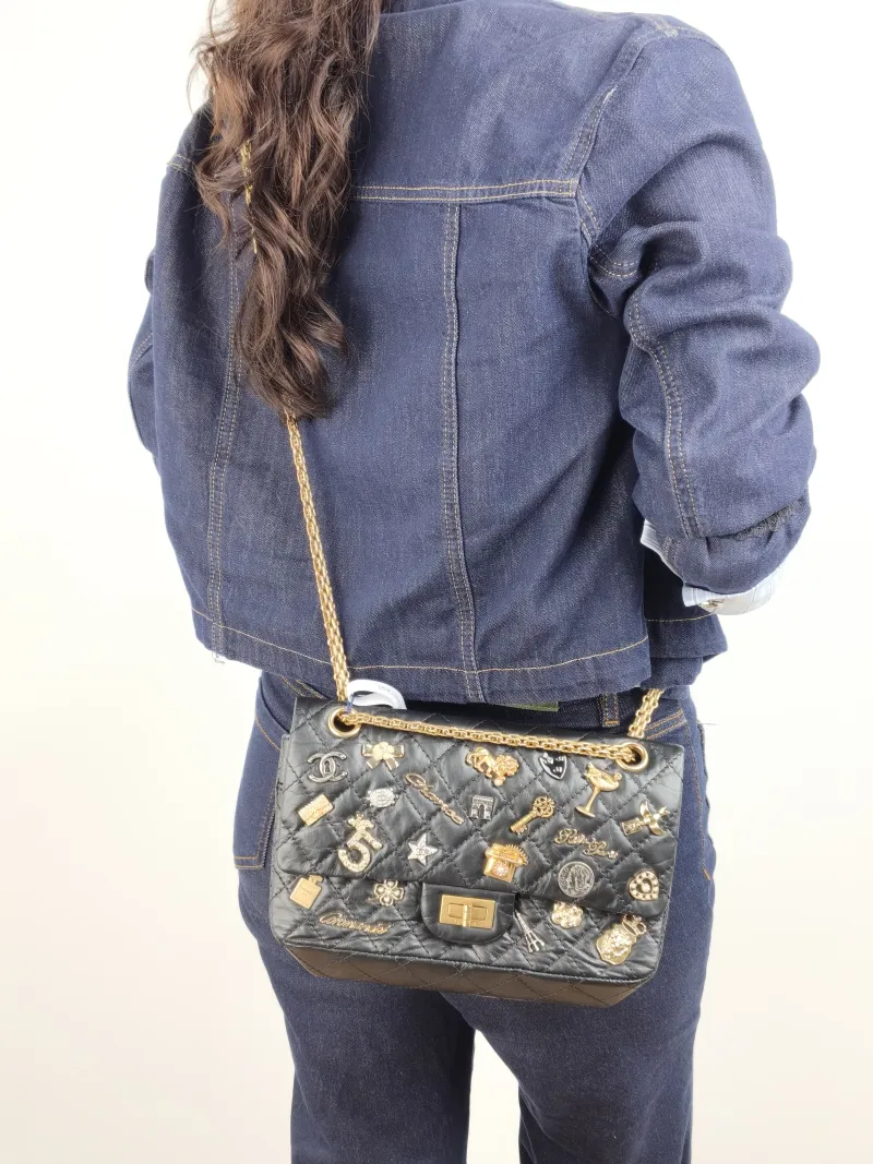 Chanel Crossbody Bag 2.55 Edition Black Calfskin Small 24 × 7.5 × 16 cm 24 — on-model view 2 of 2